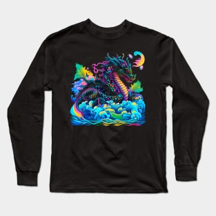 Dragon Lover Fantasy Art Colorful Fun Painting Long Sleeve T-Shirt